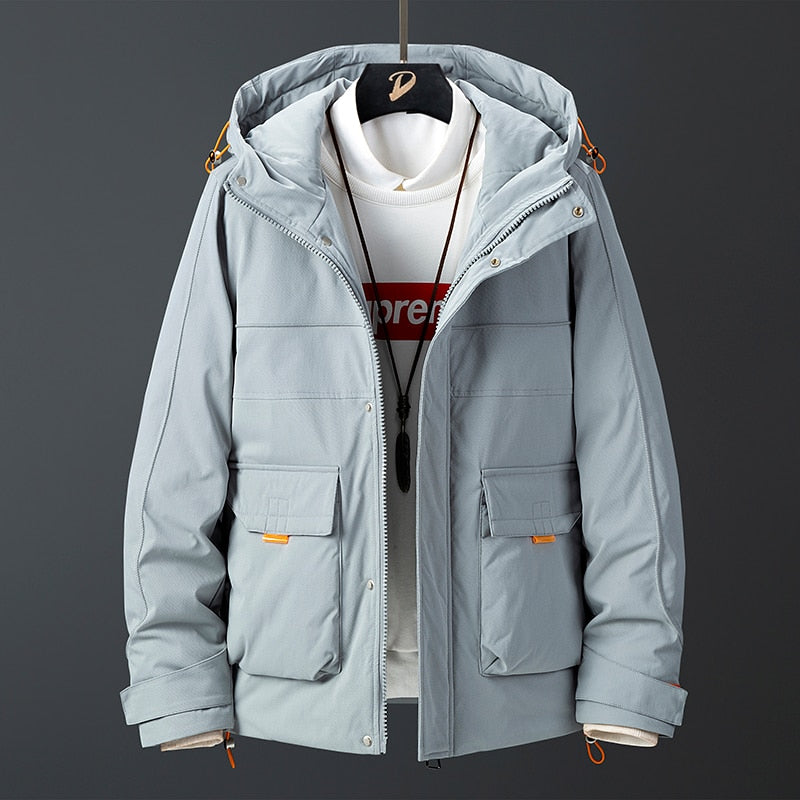The new winter 2021 men down jacket in winter long male money hooded jacket tooling quality men's fashion M9818