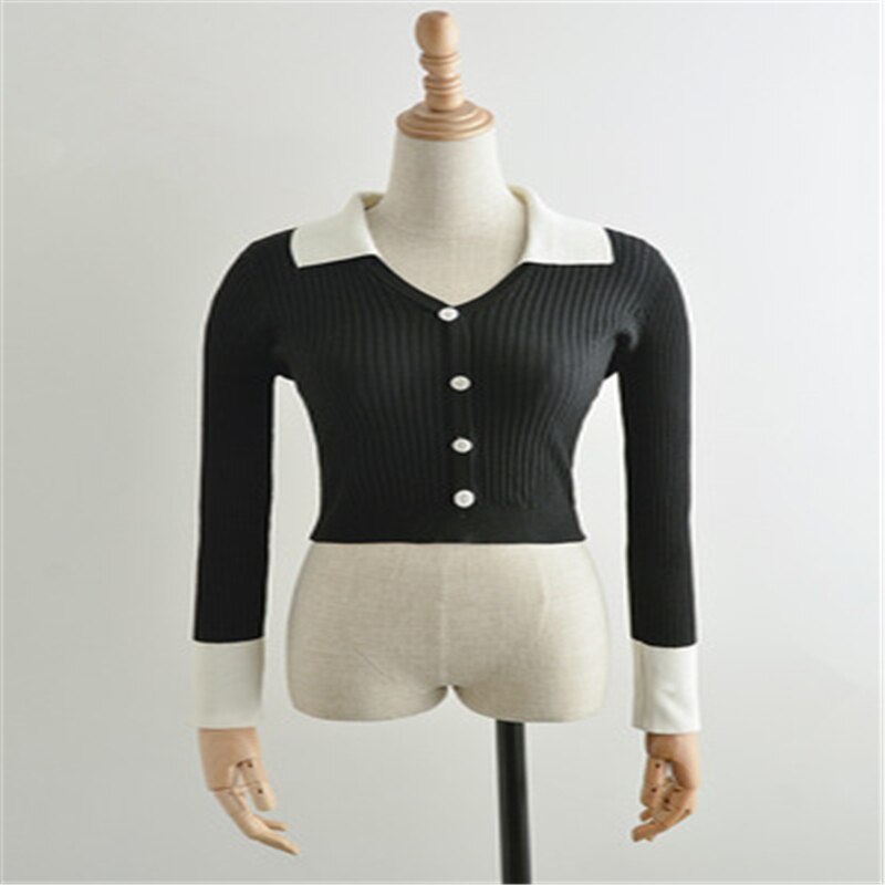 Korean Style Han Suxi Black Knitted Formal Sweater Dress Long Skirt