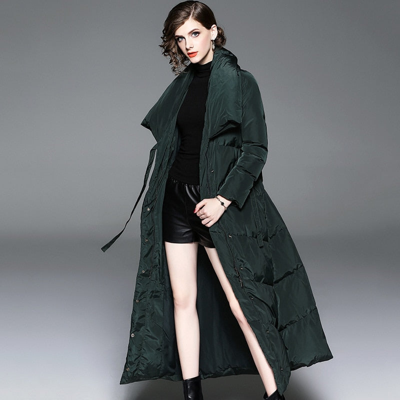 Thickened down jacket 2021 autumn winter new women's wear long white down jacket