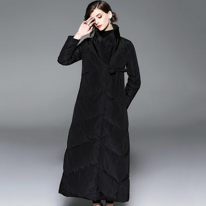 Thickened down jacket 2021 autumn winter new women's wear long white down jacket