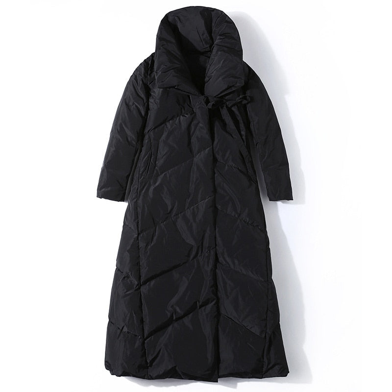Thickened down jacket 2021 autumn winter new women's wear long white down jacket