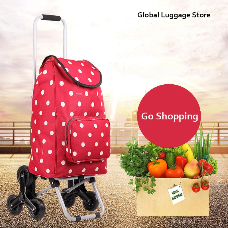 Three-wheels Stair Woman Shopping Cart ladder shopping basket large-capacity shopping Trolley Portable waterproof shopping bags
