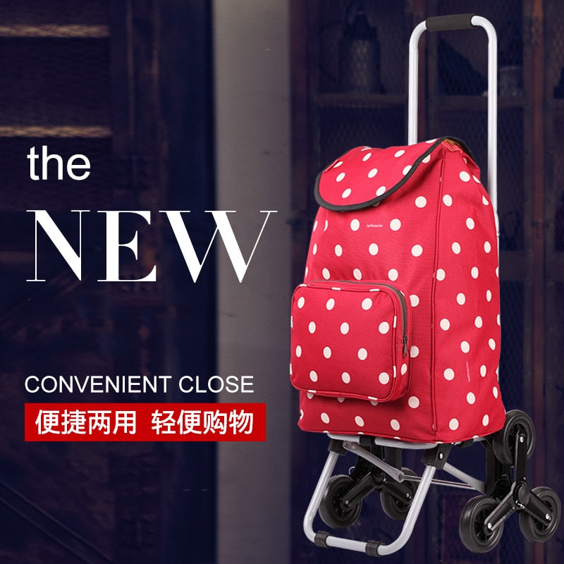 Three-wheels Stair Woman Shopping Cart ladder shopping basket large-capacity shopping Trolley Portable waterproof shopping bags