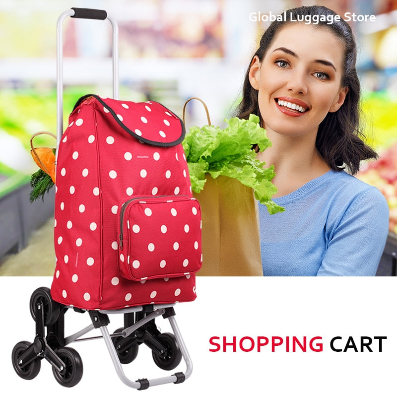 Three-wheels Stair Woman Shopping Cart ladder shopping basket large-capacity shopping Trolley Portable waterproof shopping bags