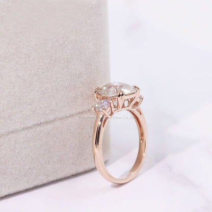 Tianyu Gems 8 X 9 mm Cushion OMC Moissanite Gold Ring 4mm OEC Round DEF Stone 14k/18k/PT950 Wedding Rings Women Customized Jewelry Jewellery