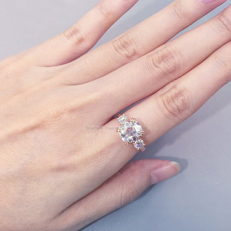 Tianyu Gems 8 X 9 mm Cushion OMC Moissanite Gold Ring 4mm OEC Round DEF Stone 14k/18k/PT950 Wedding Rings Women Customized Jewelry Jewellery
