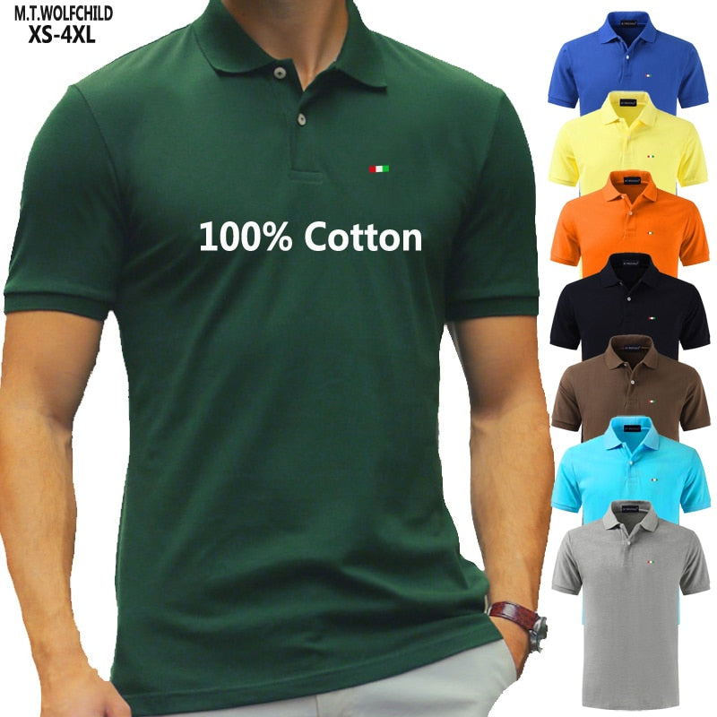 Top Quality 2020 New Solid Color Mens Polos T-shirts 100% Cotton Short Sleeve Casual Polos Hommes Fashion Summer Lapel Male Tops