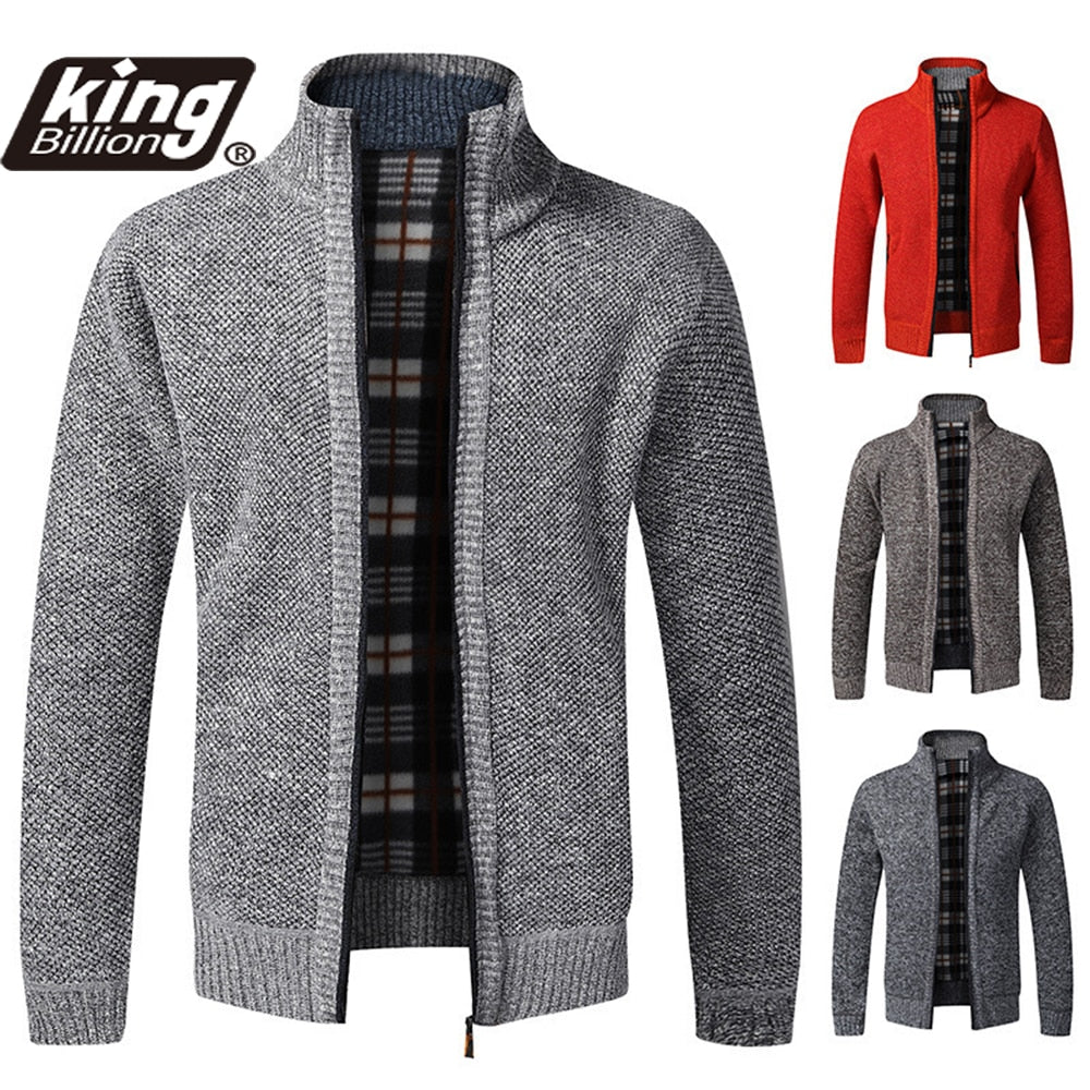 King Billion 2021 Men's Jacket Slim Fit Stand Collar Zipper Jacket Men Solid Cotton Thick Warm Sweater