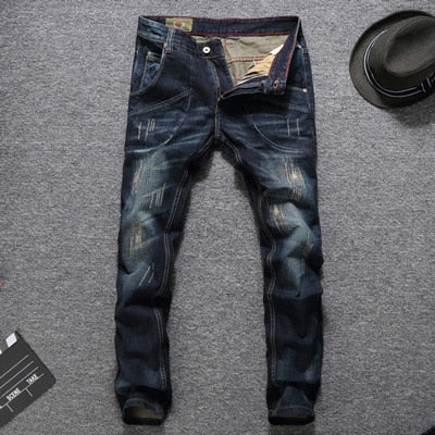 Top Quality Fashion Men Jeans Big Pocket Designer Cargo Pants Slim Fit Cotton Ripped Jeans Men Balplein Brand Classical Jeans