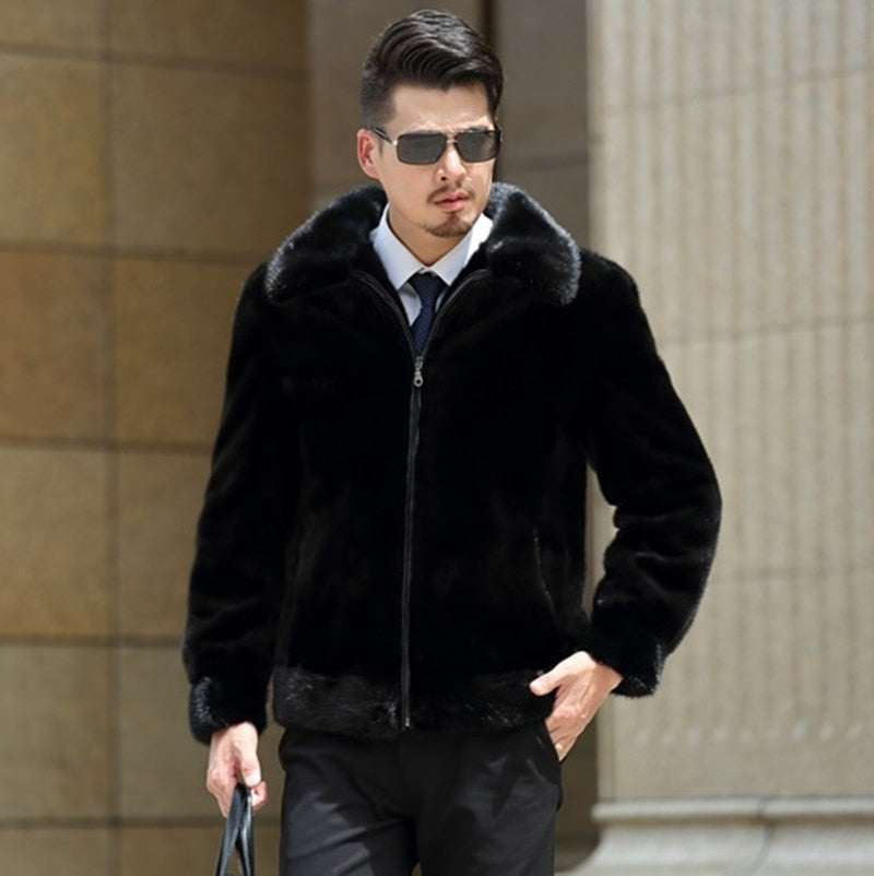 True Mink  Men's Clothing  Clothing Real Fur Jacket  Natural Real Sweater  Warm winter exclusive Style Thickened