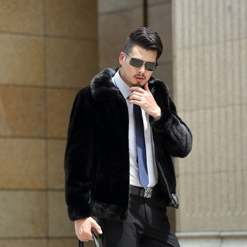 True Mink  Men's Clothing  Clothing Real Fur Jacket  Natural Real Sweater  Warm winter exclusive Style Thickened