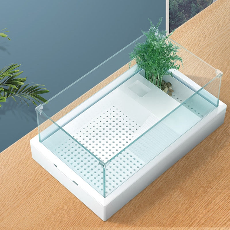 Turtle tank large villa landscaping ecological box with balcony for domestic turtle glass water and land small fish tank