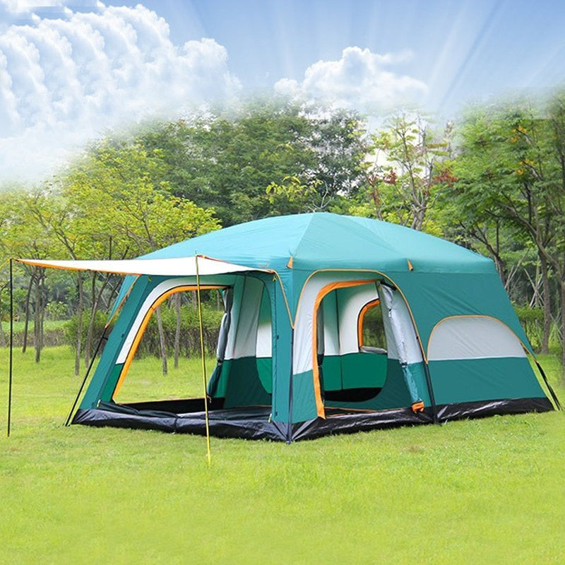 Two-bedroom And One-living Room Outdoor Double Deck Tent Camping Rainstorm Protection 8 People Park Multi-person Large Tent