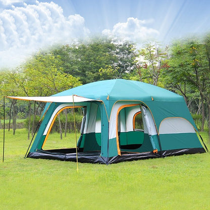 Two-bedroom And One-living Room Outdoor Double Deck Tent Camping Rainstorm Protection 8 People Park Multi-person Large Tent