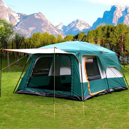 Two-bedroom And One-living Room Outdoor Double Deck Tent Camping Rainstorm Protection 8 People Park Multi-person Large Tent
