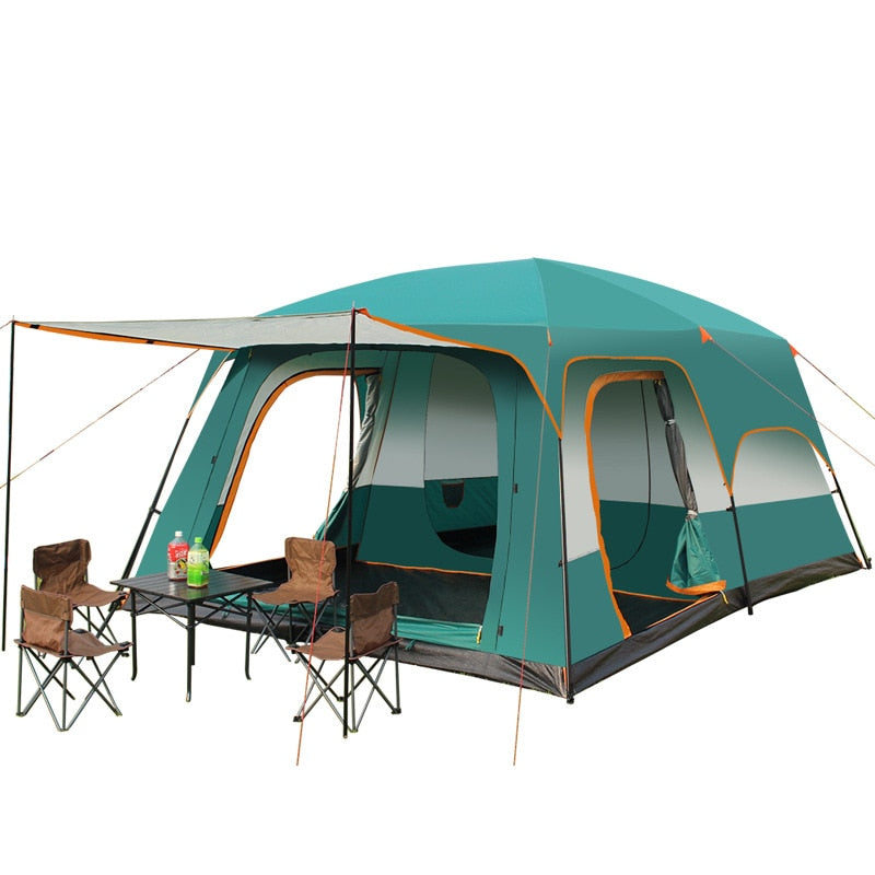Two-bedroom And One-living Room Outdoor Double Deck Tent Camping Rainstorm Protection 8 People Park Multi-person Large Tent