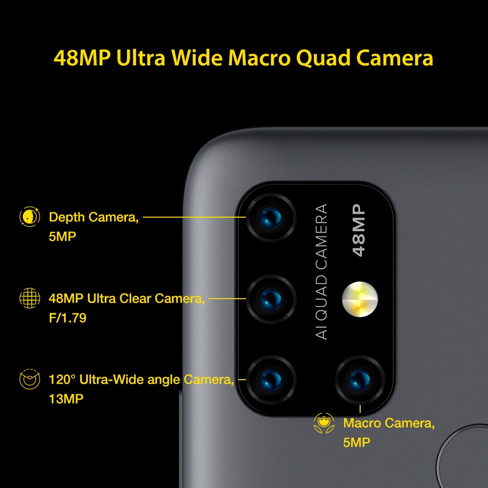 UMIDIGI Power 3 Android 10 48MP Quad AI Camera 6150mAh 6.53" FHD+ 4GB 64GB Helio P60 Global Version Smartphone NFC In Stock