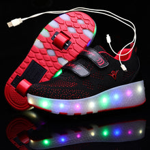 Load image into Gallery viewer, USB Charging Children Roller Skate Casual Shoes Boys Girl Automatic Jazzy LED Lighted Flashing Kids Glowing Sneakers with Wheels
