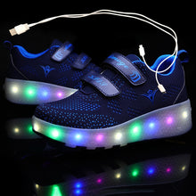 Load image into Gallery viewer, USB Charging Children Roller Skate Casual Shoes Boys Girl Automatic Jazzy LED Lighted Flashing Kids Glowing Sneakers with Wheels
