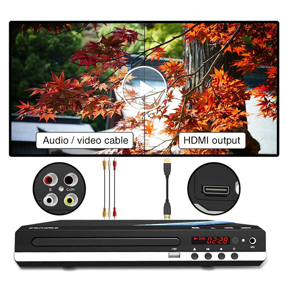 USB Metal With Cable VCD Multi Format CD Home Portable DVD Player For TV Support HDMI-compatible CD SVCD VCD Function