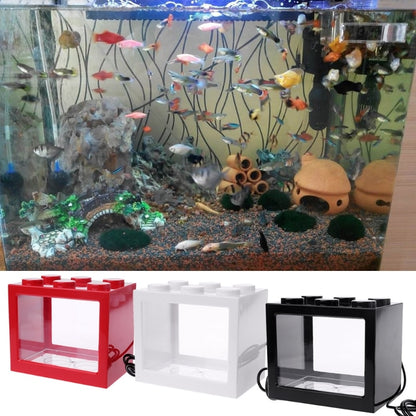 USB Mini Aquarium Fish Tank With LED Lamp Light Betta Fish Fighting Cylinder