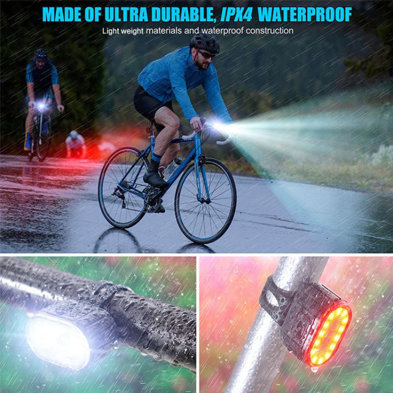 USB Rechargeable Front Rear Bicycle Light Lithium Battery LED Waterproof  Bike Taillight Cycling Helmet Light Lamp Mount Bicycle