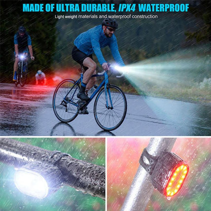 USB Rechargeable Front Rear Bicycle Light Lithium Battery LED Waterproof  Bike Taillight Cycling Helmet Light Lamp Mount Bicycle