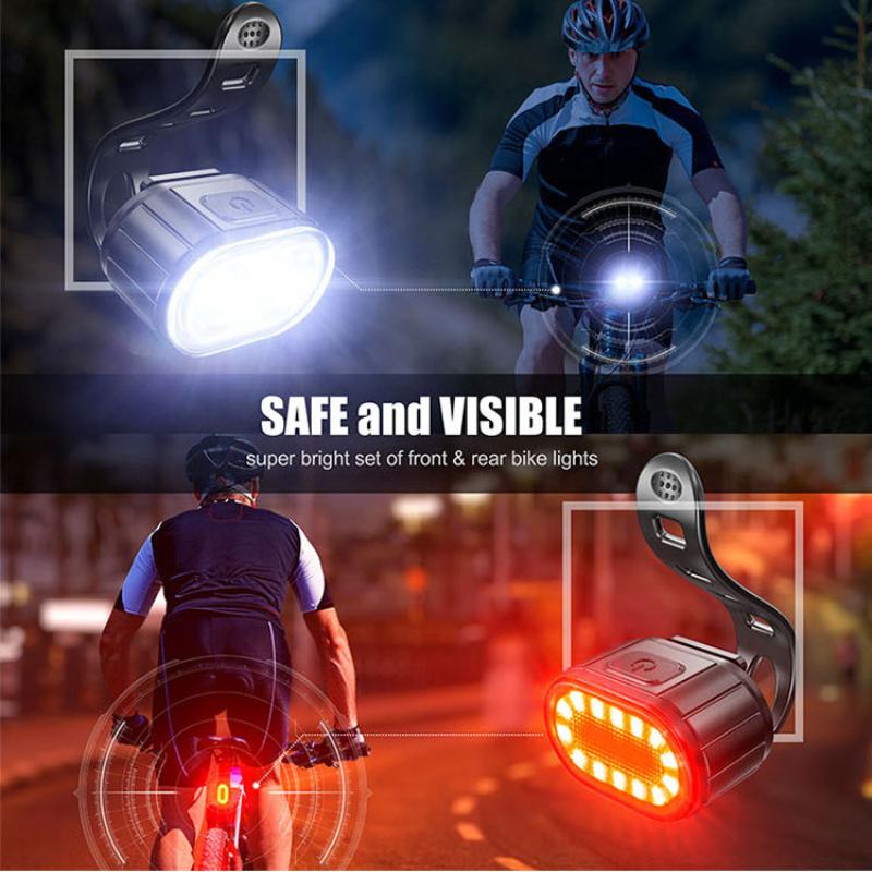 USB Rechargeable Front Rear Bicycle Light Lithium Battery LED Waterproof  Bike Taillight Cycling Helmet Light Lamp Mount Bicycle