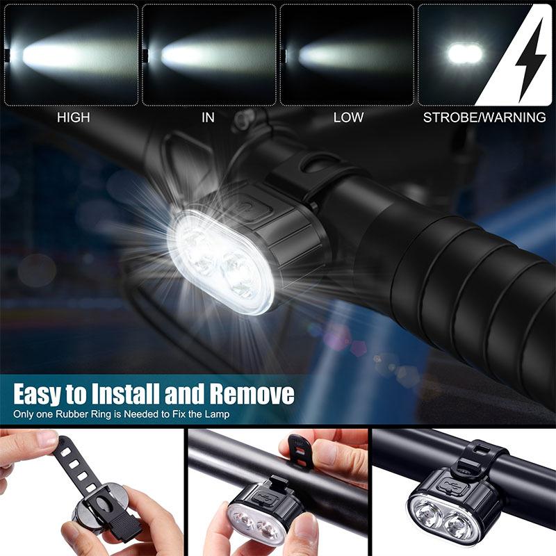USB Rechargeable Front Rear Bicycle Light Lithium Battery LED Waterproof  Bike Taillight Cycling Helmet Light Lamp Mount Bicycle