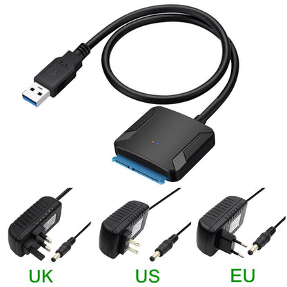 USB3.0 Adapter Cable Converter 22 pin USB 3.0 to SATA Cable with EU US UK adapter For 2.5 inch 3.5 inch HDD SSD Hard Disk