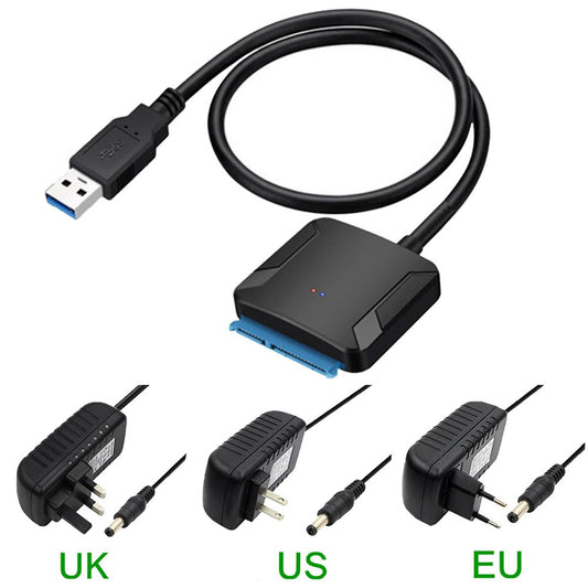 USB3.0 Adapter Cable Converter 22 pin USB 3.0 to SATA Cable with EU US UK adapter For 2.5 inch 3.5 inch HDD SSD Hard Disk