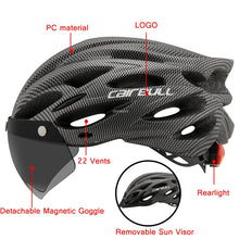 將圖片載入圖庫檢視器 Ultralight Cycling Safety Helmet Outdoor Motorcycle Bicycle Taillight Helmet Removable Lens Visor Mountain Road Bike Helmet
