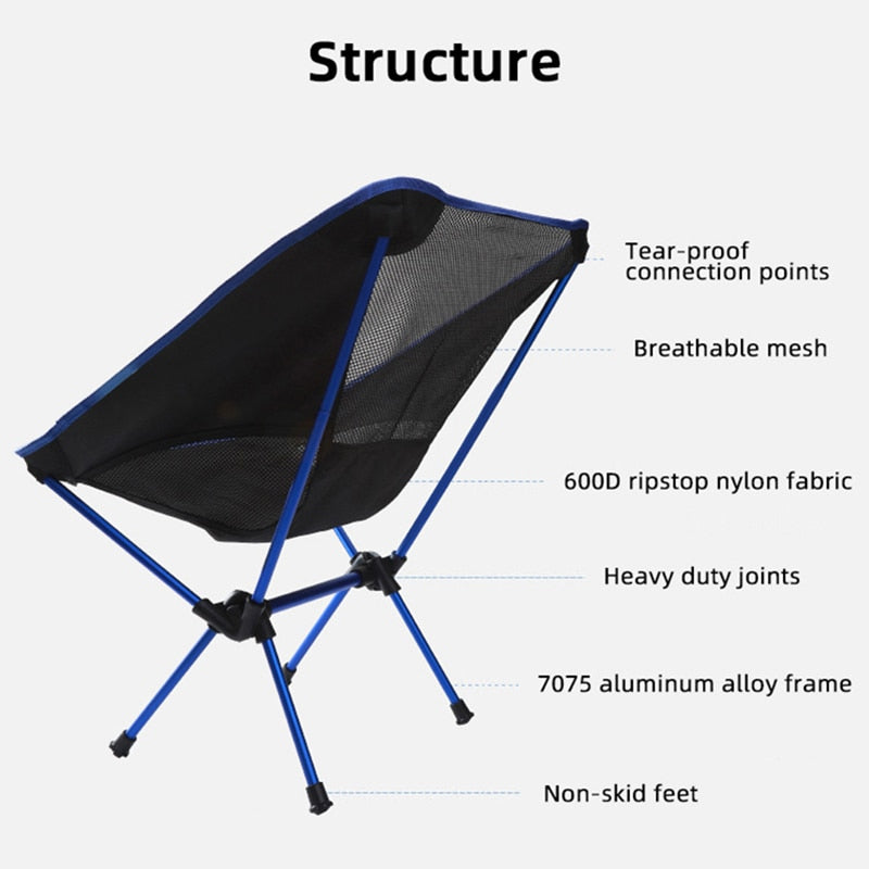 Ultralight outdoor Folding Camping chair picnic foldable hiking leisure Travel beach Backpack moon chair portable Fishing chair