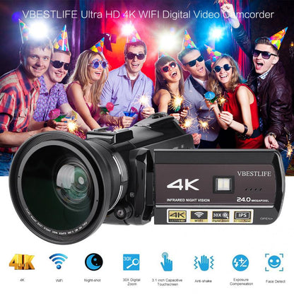 VBESTLIFE AC3-IPS 4K UHD WiFi 30X Digital Zoom 3.1inch Touch Screen DV Camera Camcorder camara de video 4K Camcorder