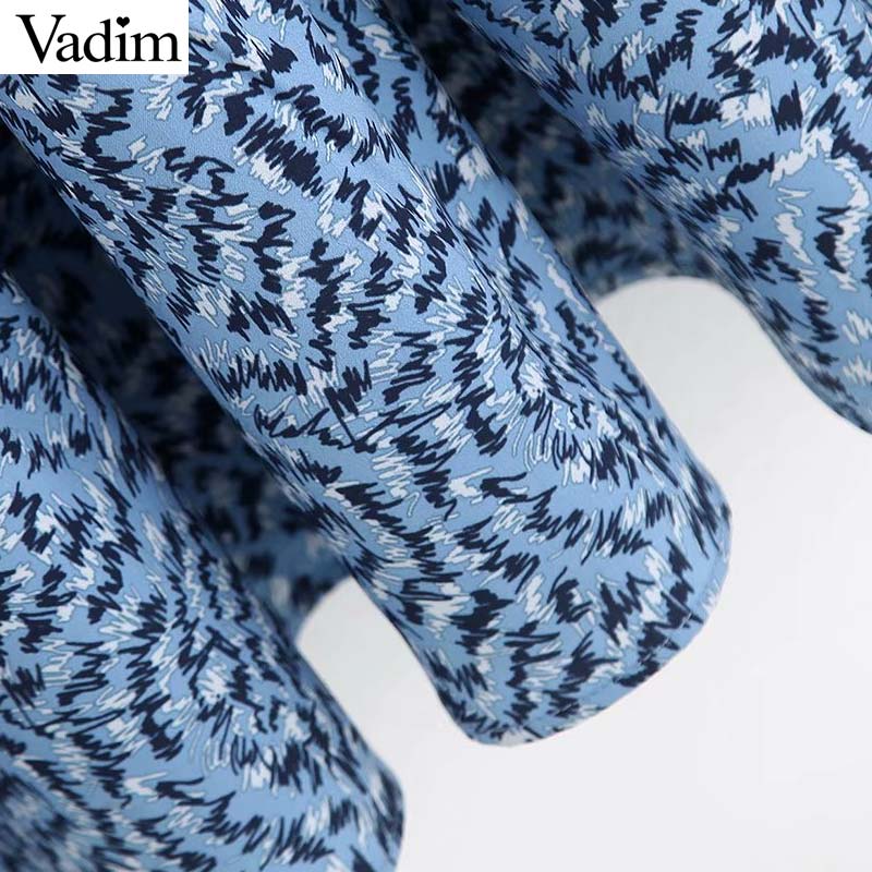 Vadim women chic print dress long sleeve O neck A line high waist female ankle length dresses vestidos QC560