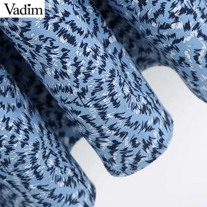 Vadim women chic print dress long sleeve O neck A line high waist female ankle length dresses vestidos QC560