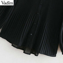 Charger l&#39;image dans la galerie, Vadim Women Elegant Chiffon Pleated Blouse Long Sleeve Irregular Female Shirt Casual stylish basic chic tops blusas LA953
