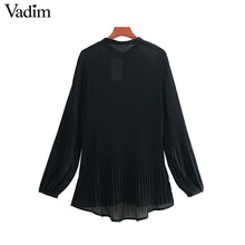 Charger l&#39;image dans la galerie, Vadim Women Elegant Chiffon Pleated Blouse Long Sleeve Irregular Female Shirt Casual stylish basic chic tops blusas LA953
