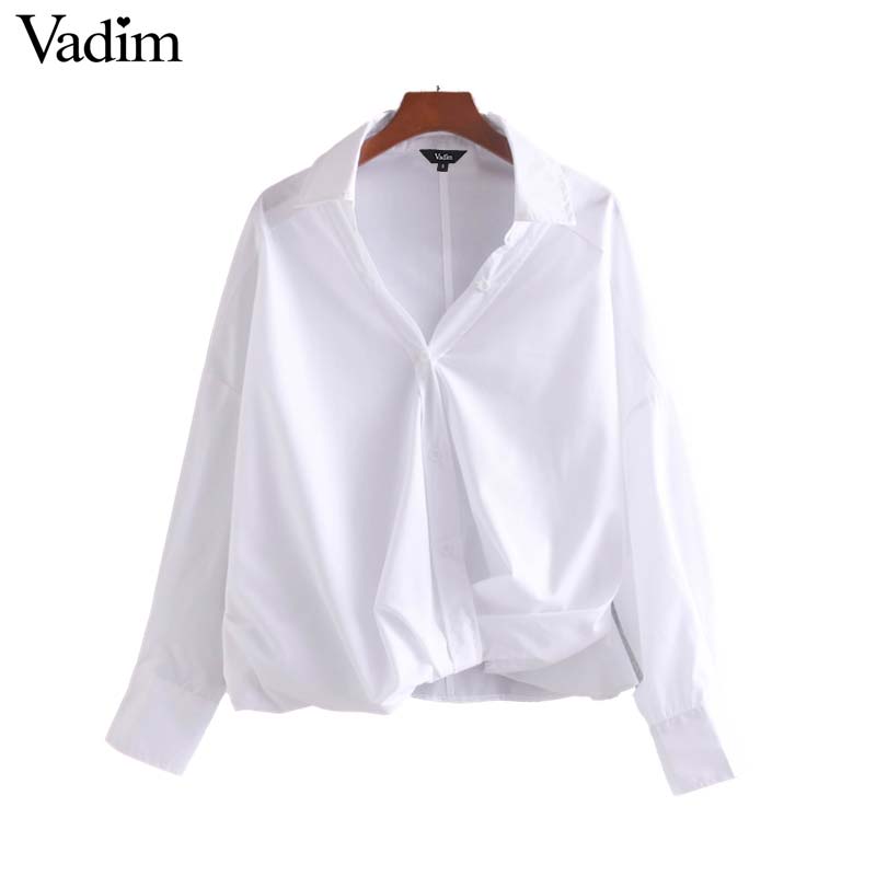 Vadim Women's Oversized Blouse Long Sleeve solid Loose Female Casual Summer Chic Tops blusas LB295