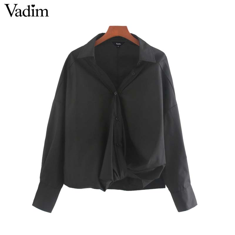 Vadim Women's Oversized Blouse Long Sleeve solid Loose Female Casual Summer Chic Tops blusas LB295