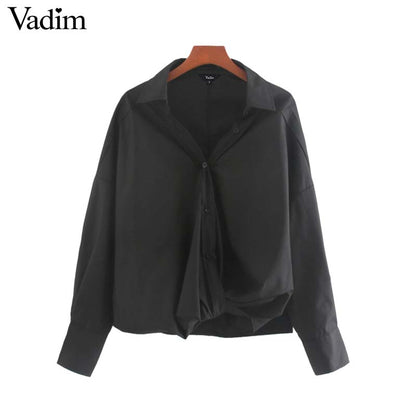 Vadim Women's Oversized Blouse Long Sleeve solid Loose Female Casual Summer Chic Tops blusas LB295