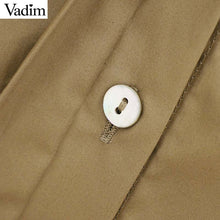 Load image into Gallery viewer, Vadim Women&#39;s Vintage Ruffles Khaki Blouse long sleeve female casual shirts office wear retro solid chic tops blusas LB489
