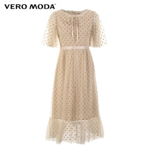 Load image into Gallery viewer, Vero Moda Women&#39;s Vintage Flocking Polka Dots Laced Gauzy Dress | 31916Z509

