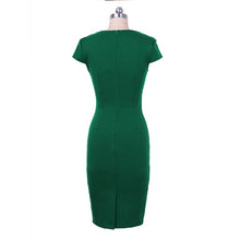 Load image into Gallery viewer, Vfemage Women Elegant Notch V Neck Ruched Embellished Waist Work Office Business Cocktail Party Bodycon Pencil Sheath Dress 007
