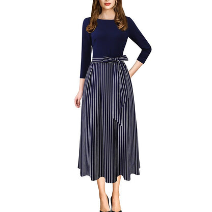 Vfemage Womens Elegant Vintage Autumn Pockets Belted Work Office Business Casual Party Fit and Flare Tea A Line Midi Dress 3609