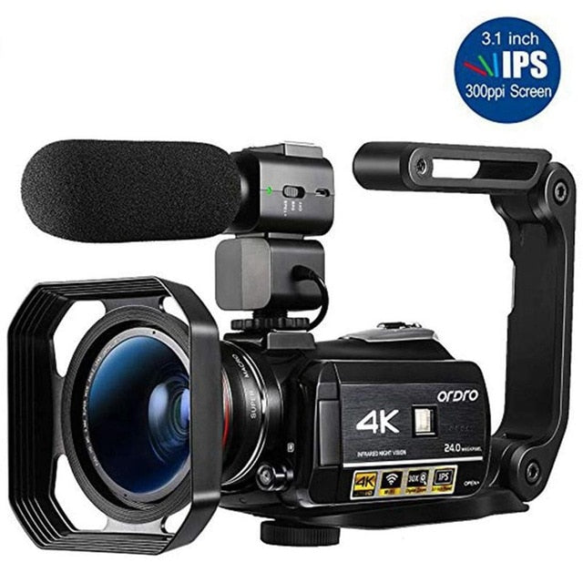 Video Camera 4K Camcorder Full HD WiFi Vlogging Camera Ordro AC3 30X Digital Zoom IR Night Vision Camara