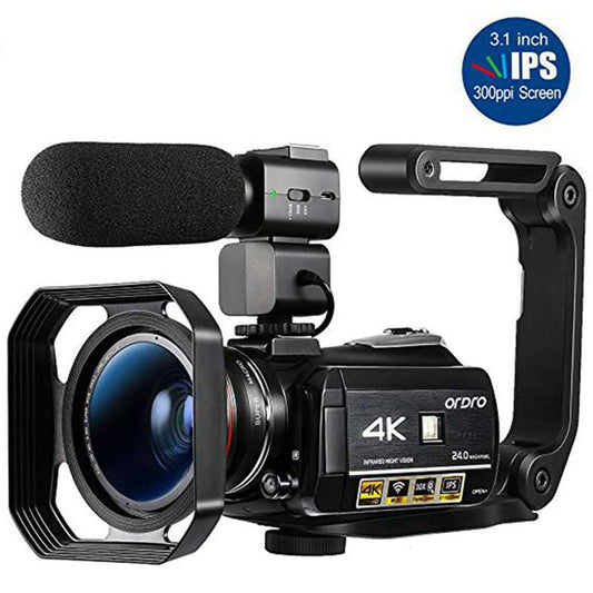 Video Camera 4K Camcorders Vlog  Ordro AC3 30X Digital Zoom Night Vision Filmadora for YouTube