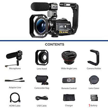 Video Camera Camcorder 4k Ultra HD Vlog Camera for YouTube Ordro AC3 30X Digital Zoom IR Night Vision WiFi Camera de Video