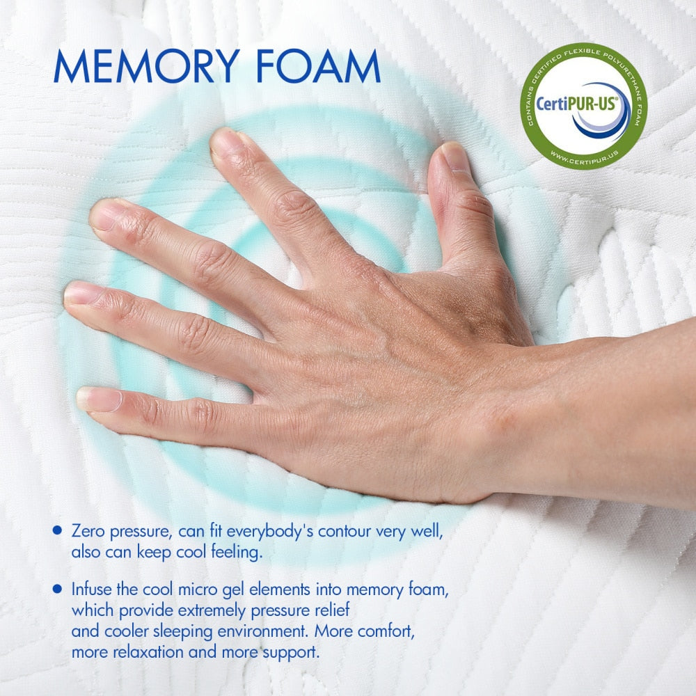 Vosarea 90 x 190 Gel Particle Memory Foam Mattress High Density Foam Bed Sleeping Cushion Mattress UK Single