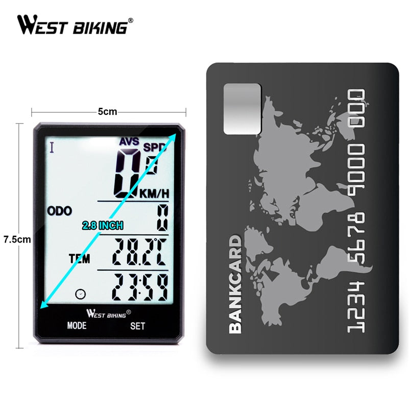 WEST BIKING 4 Type Bike Computer 2.8" Speedometer Odometer Rainproof Cycling Measurable Temperature Stopwatch Bicycle Computer